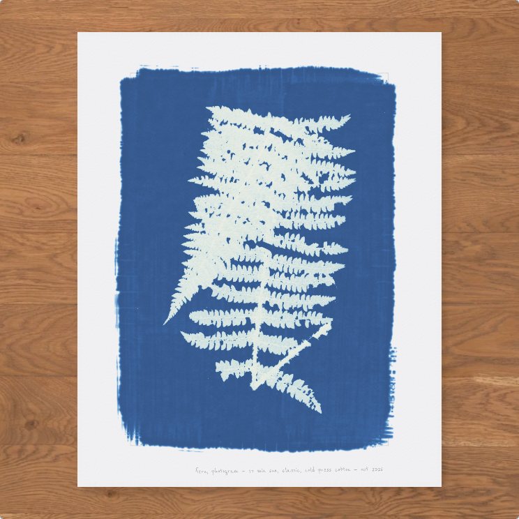 the finished, dry cyanotype
